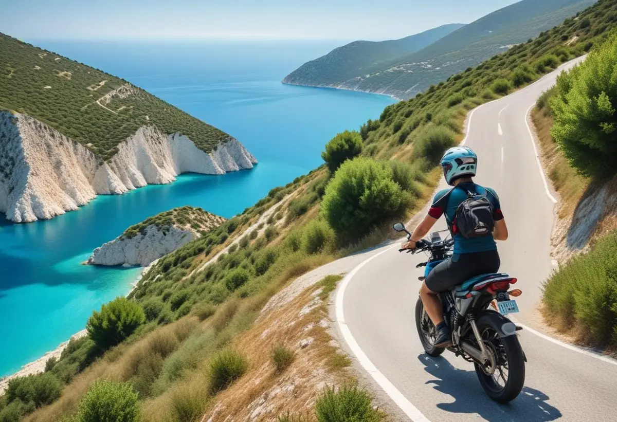 Hyra motorcykel på Lefkas illustration